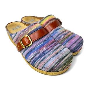 Dansko Jute Pro Clog Women's Artisan Weave Espadrille Boho Striped Slip On Mules